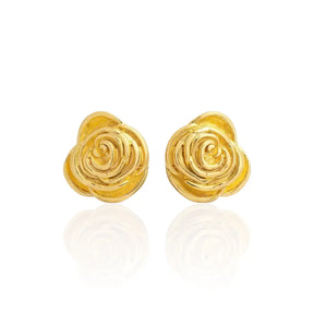 Brinco Flor Texturizado em Relevo Banhado a Ouro 18K