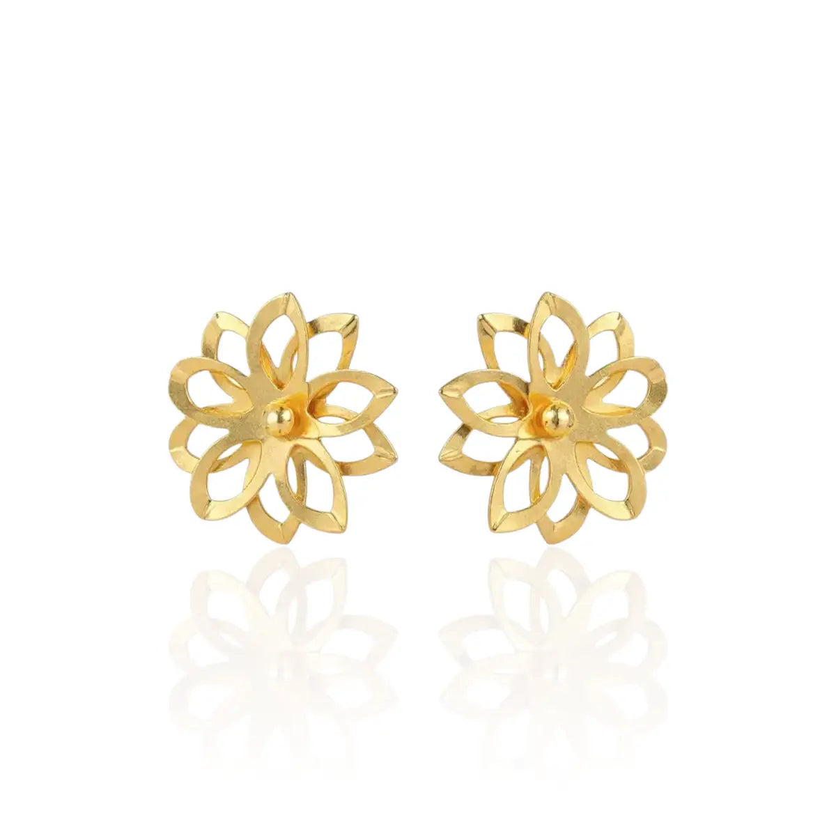 Brinco Flor Vazado Médio Redondo Banhado a Ouro 18K