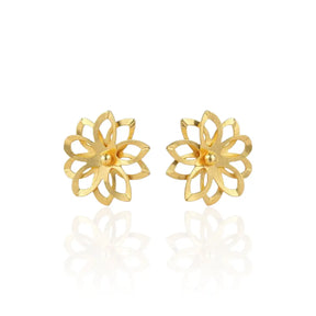 Brinco Flor Vazado Médio Redondo Banhado a Ouro 18K