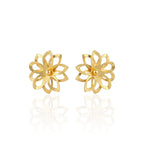 Brinco Flor Vazado Médio Redondo Banhado a Ouro 18K