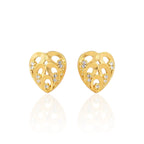 Brinco Folha com Pedrinhas Cravejado Banhado a Ouro 18K