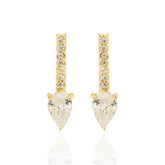 Brinco Gota Pedra Zircônia Cor Cristal Banhado a Ouro 18K