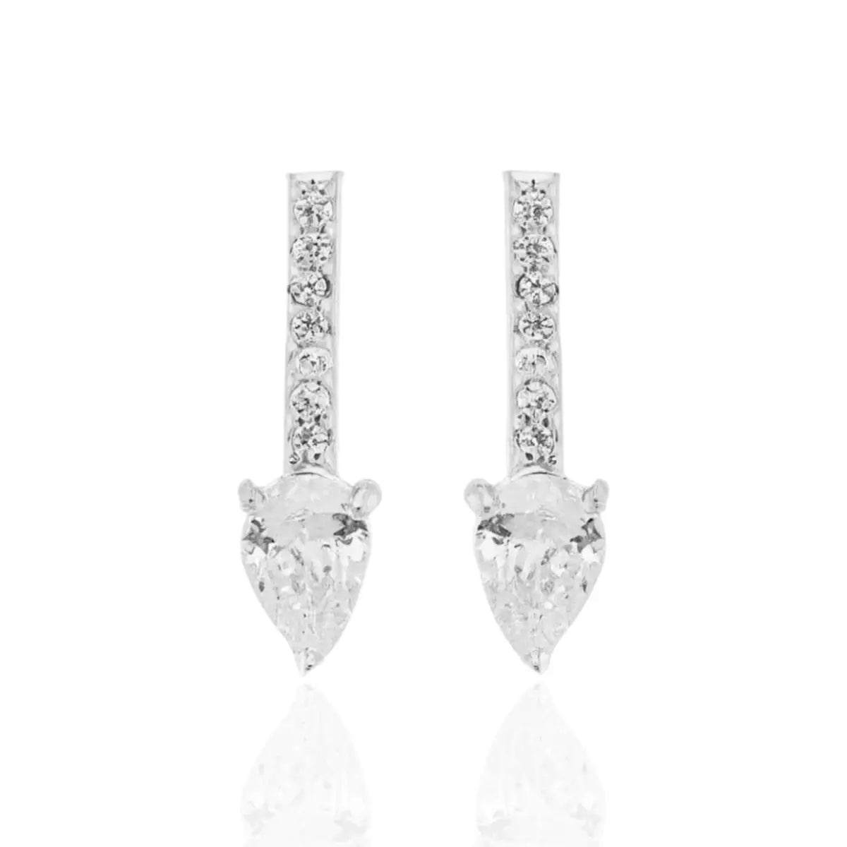 Brinco Gota Pedra Zircônia Cor Cristal em Prata 925