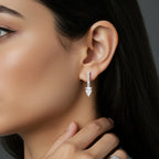 Brinco Gota Pedra Zircônia Cor Cristal em Prata 925