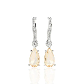 Brinco Gota Pedra Zircônia Rose Médio em Prata 925
