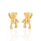 Brinco Liso Ursinho Minimalista Pequeno Banhado a Ouro 18K