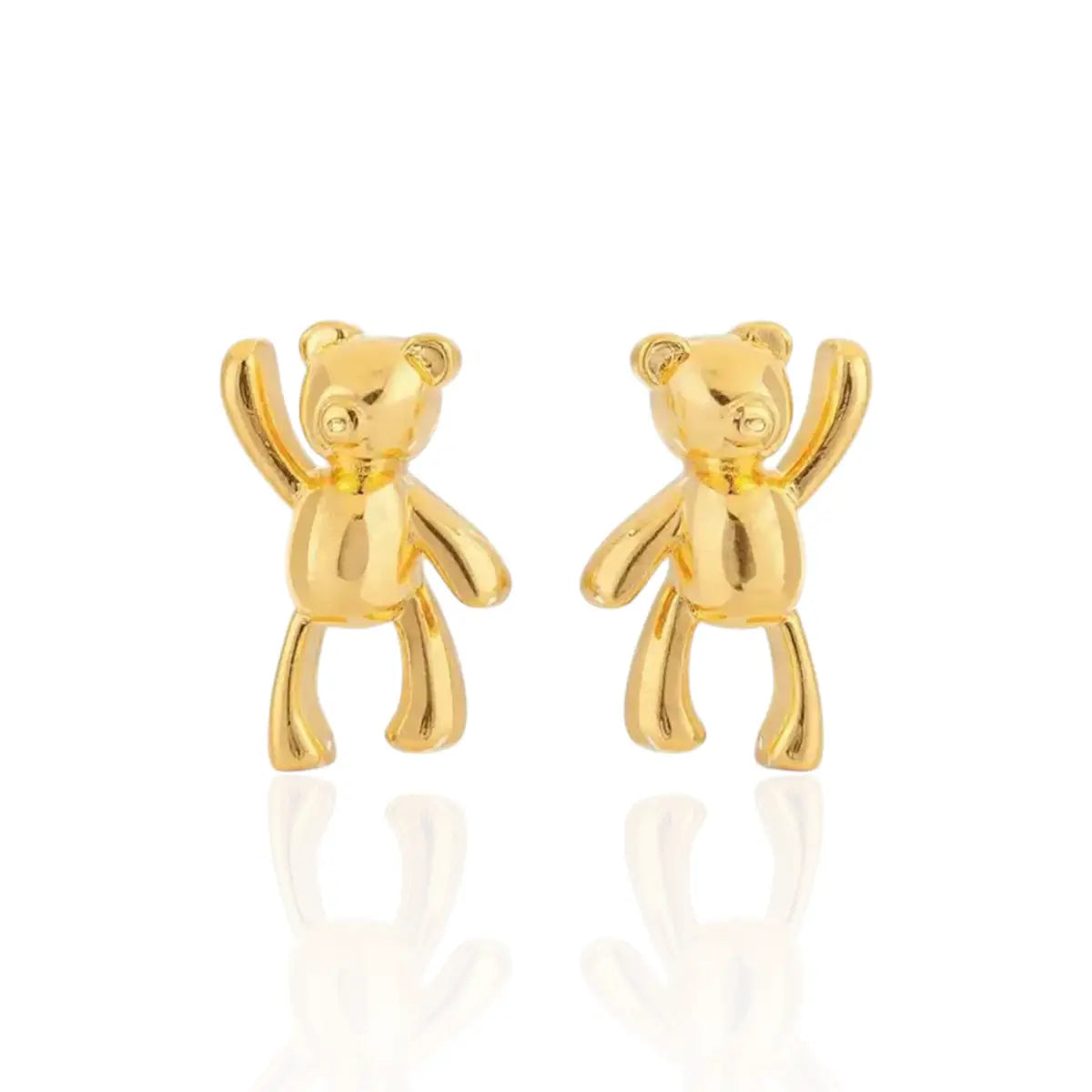 Brinco Liso Ursinho Minimalista Pequeno Banhado a Ouro 18K