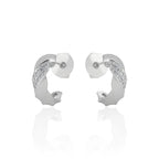 Brinco Meia Argola Torcida Zircônia Cravejada em Prata 925