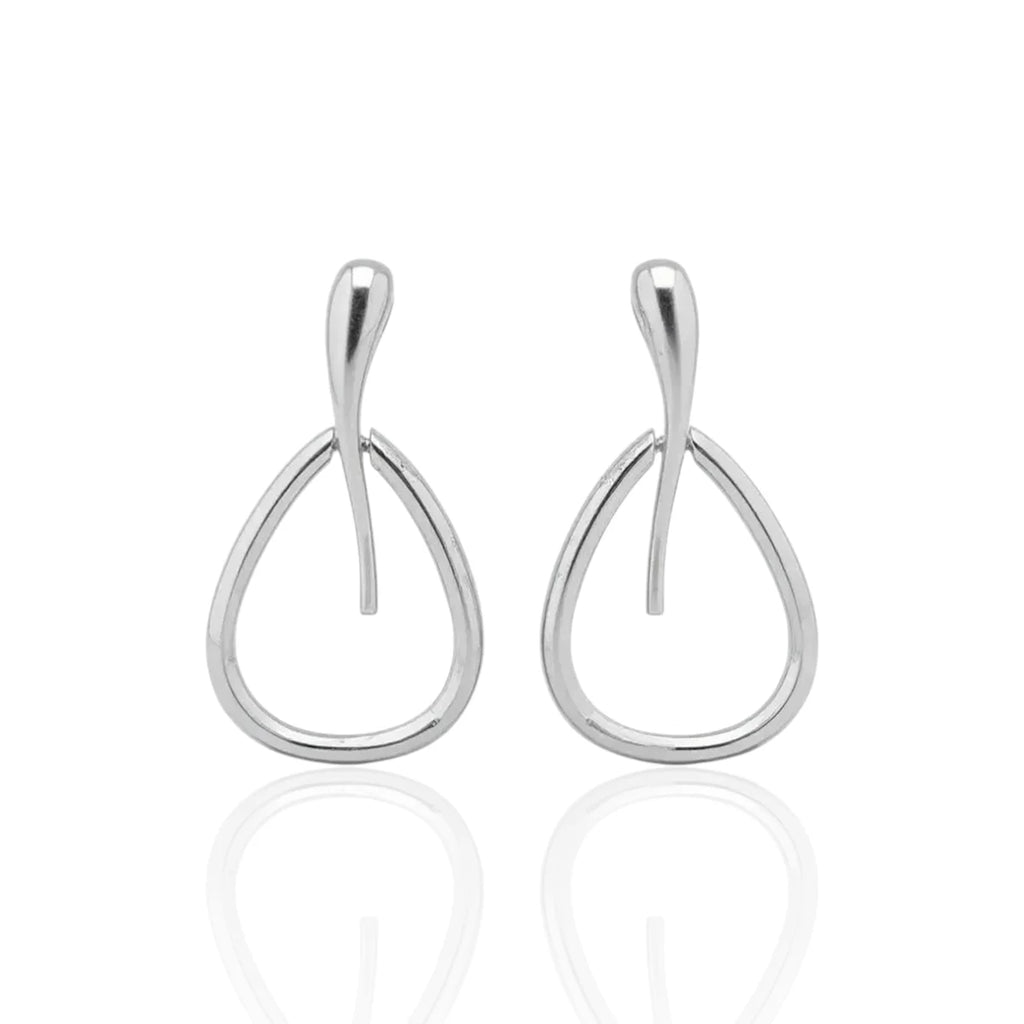 Brinco Pêndulo Gota Articulada Vazada Longa em Prata 925
