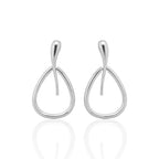 Brinco Pêndulo Gota Articulada Vazada Longa em Prata 925