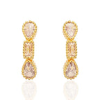 Brinco Pequeno Gotas Retângulo Zircônias Banhado a Ouro 18K