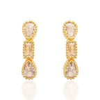 Brinco Pequeno Gotas Retângulo Zircônias Banhado a Ouro 18K