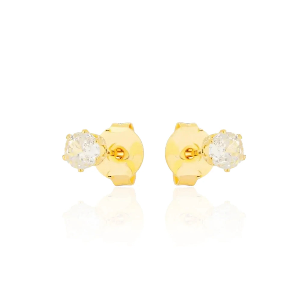 Brinco Ponto de Luz Médio Clássico Banhado a Ouro 18K