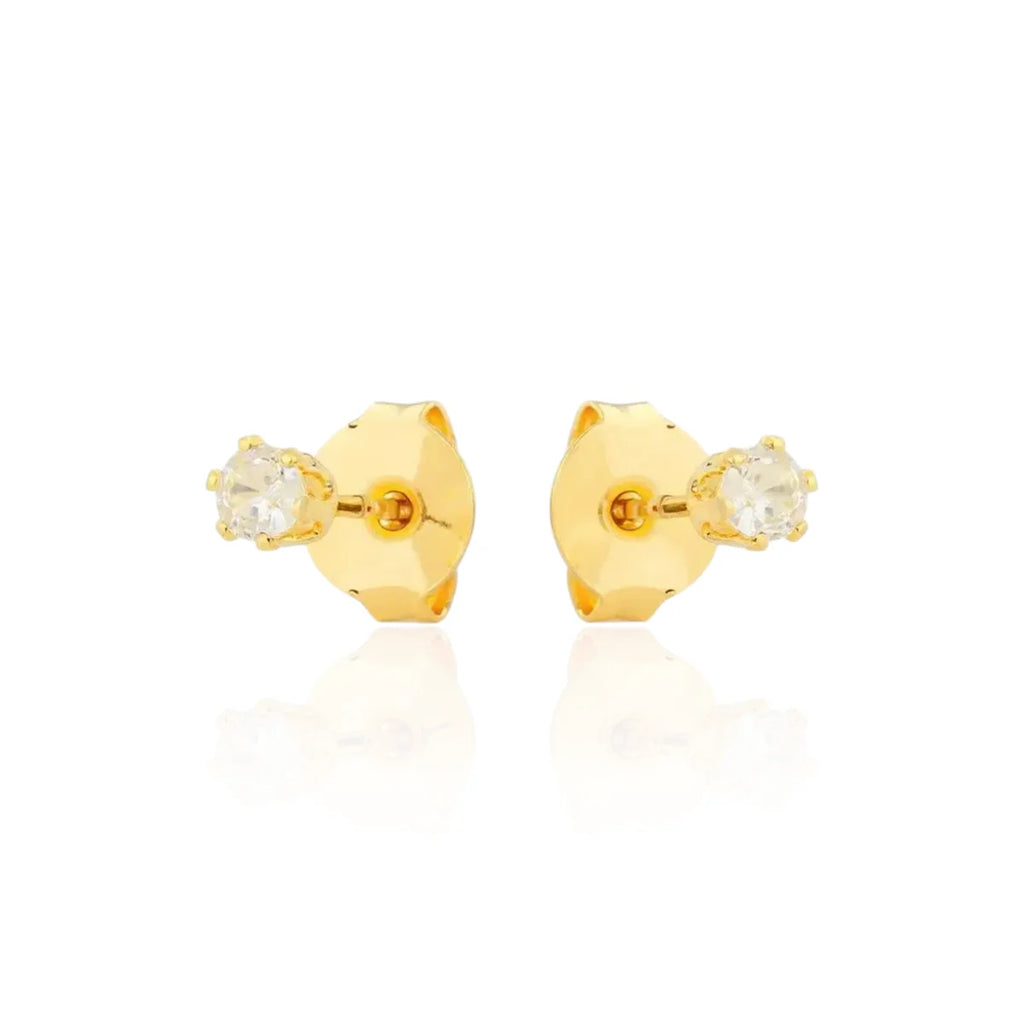 Brinco Ponto de Luz Pequeno Clássico Banhado a Ouro 18K