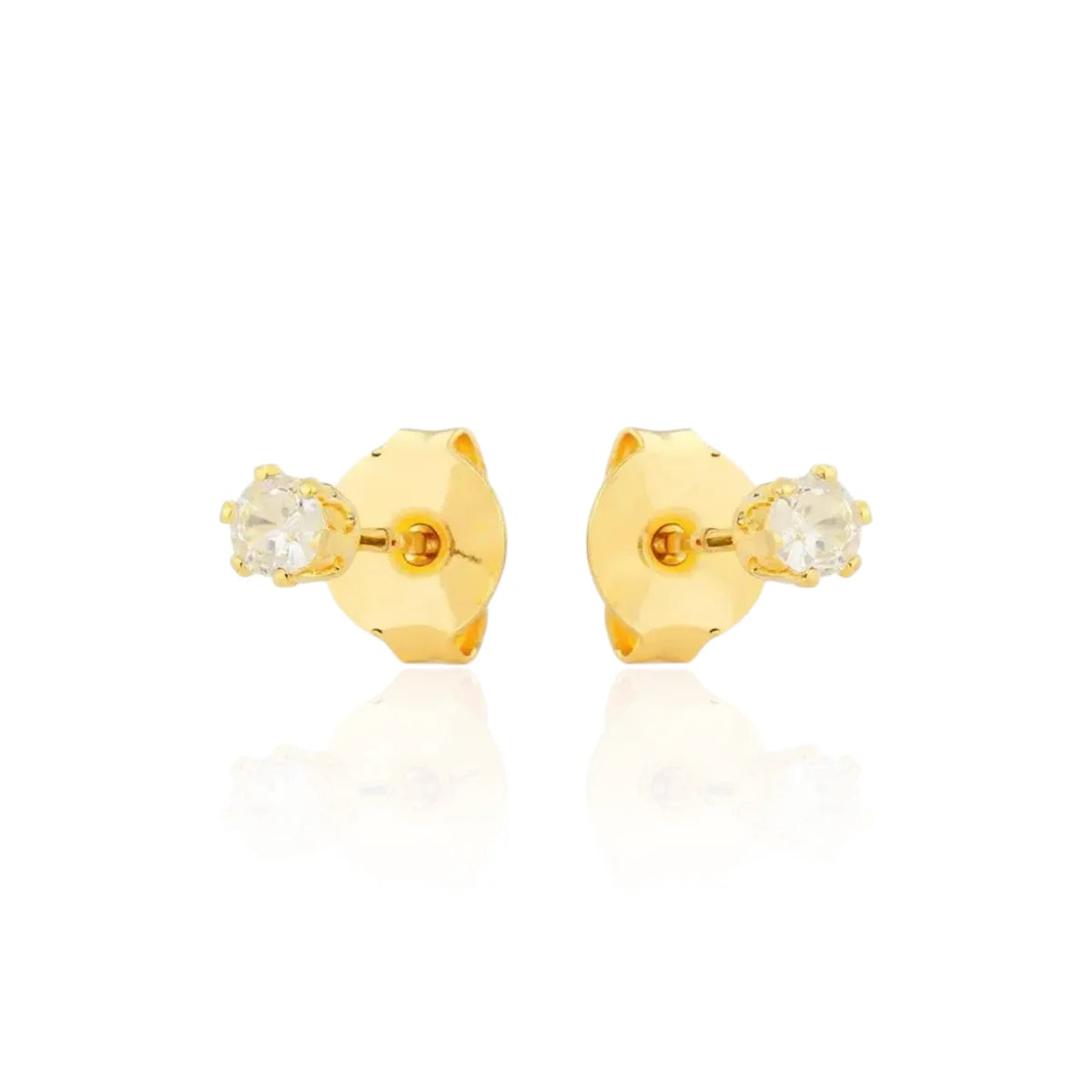 Brinco Ponto de Luz Pequeno Clássico Banhado a Ouro 18K