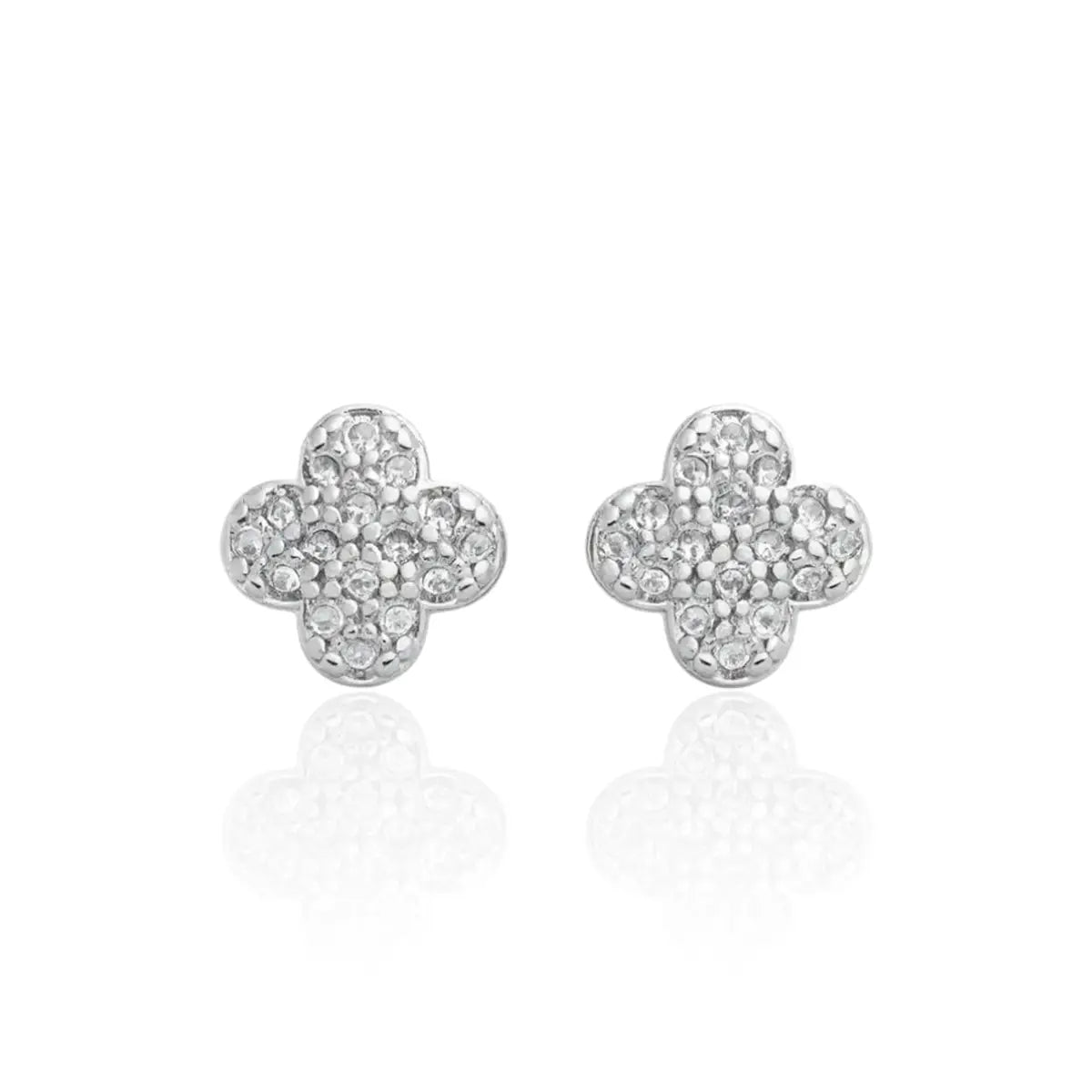 Brinco Trevo com Zircônias Cravejadas Pequeno em Prata 925