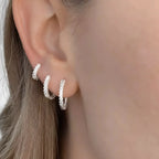 Brinco Trio de Argolinhas Pedras de Zircônias em Prata 925