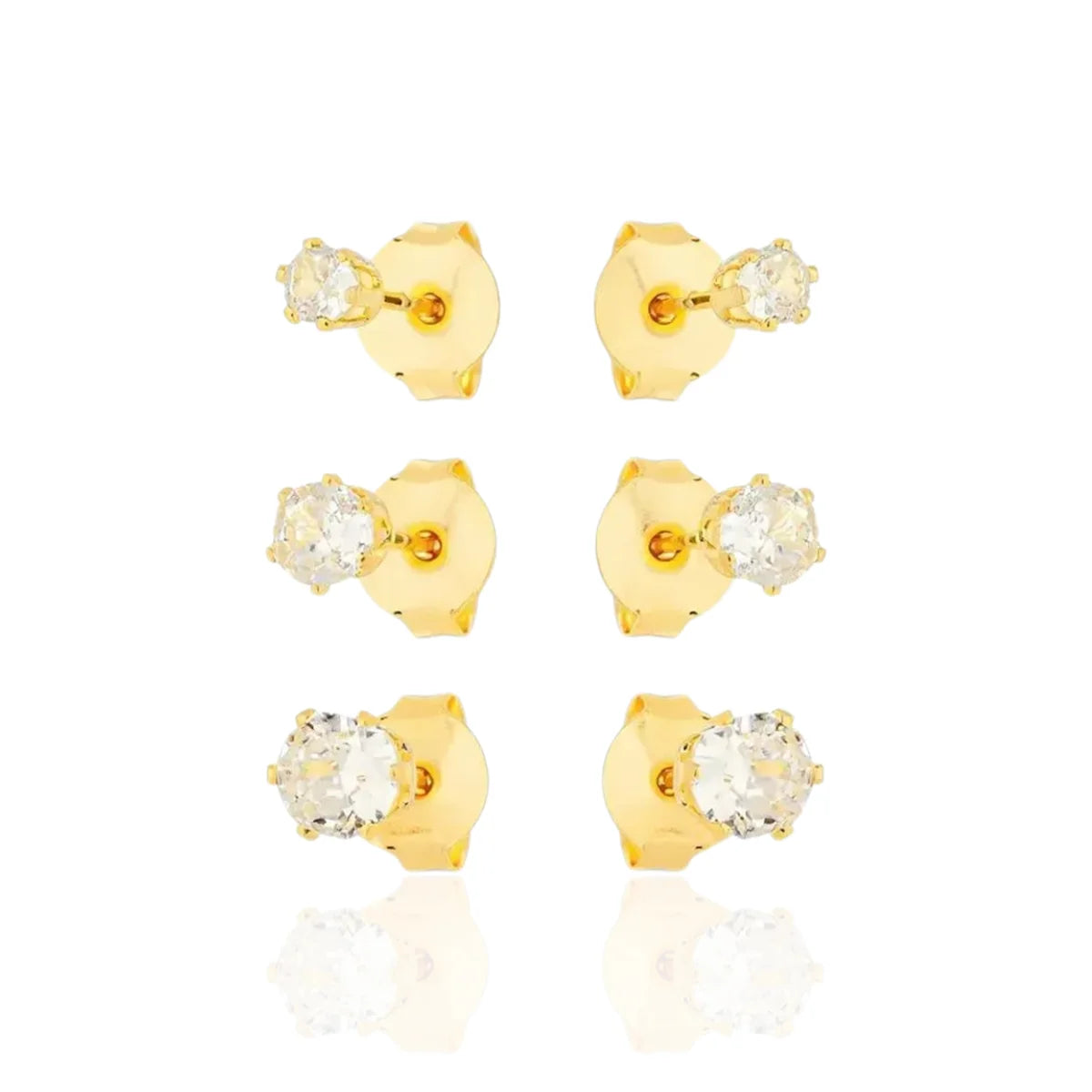 Brinco Trio Ponto de Luz Clássico Banhado a Ouro 18K