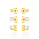 Brinco Trio Ponto de Luz Clássico Banhado a Ouro 18K