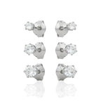 Brinco Trio Ponto de Luz Clássico em Prata 925