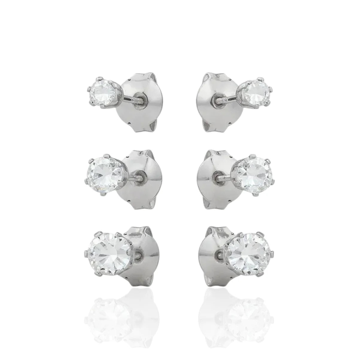 Brinco Trio Ponto de Luz Clássico em Prata 925