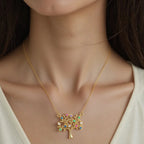 Colar Árvore da Vida Colorido Banhado a Ouro 18K