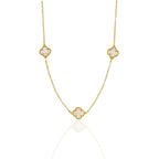 Colar Choker Trevo Quatro Folhas Pérola Banhado a Ouro 18K