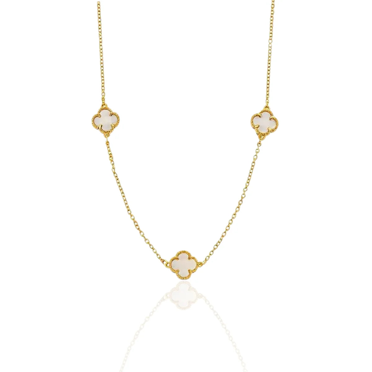 Colar Choker Trevo Quatro Folhas Pérola Banhado a Ouro 18K