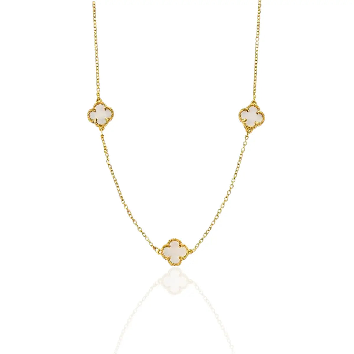 Colar Choker Trevo Quatro Folhas Pérola Banhado a Ouro 18K