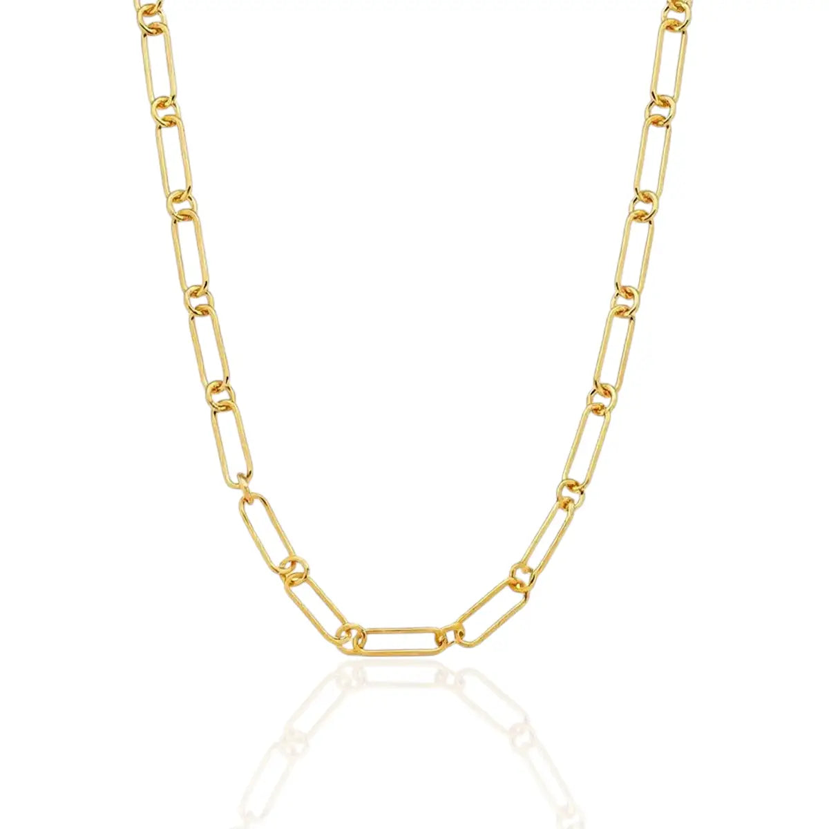 Colar Corrente com Elos Alongados Banhado a Ouro 18K