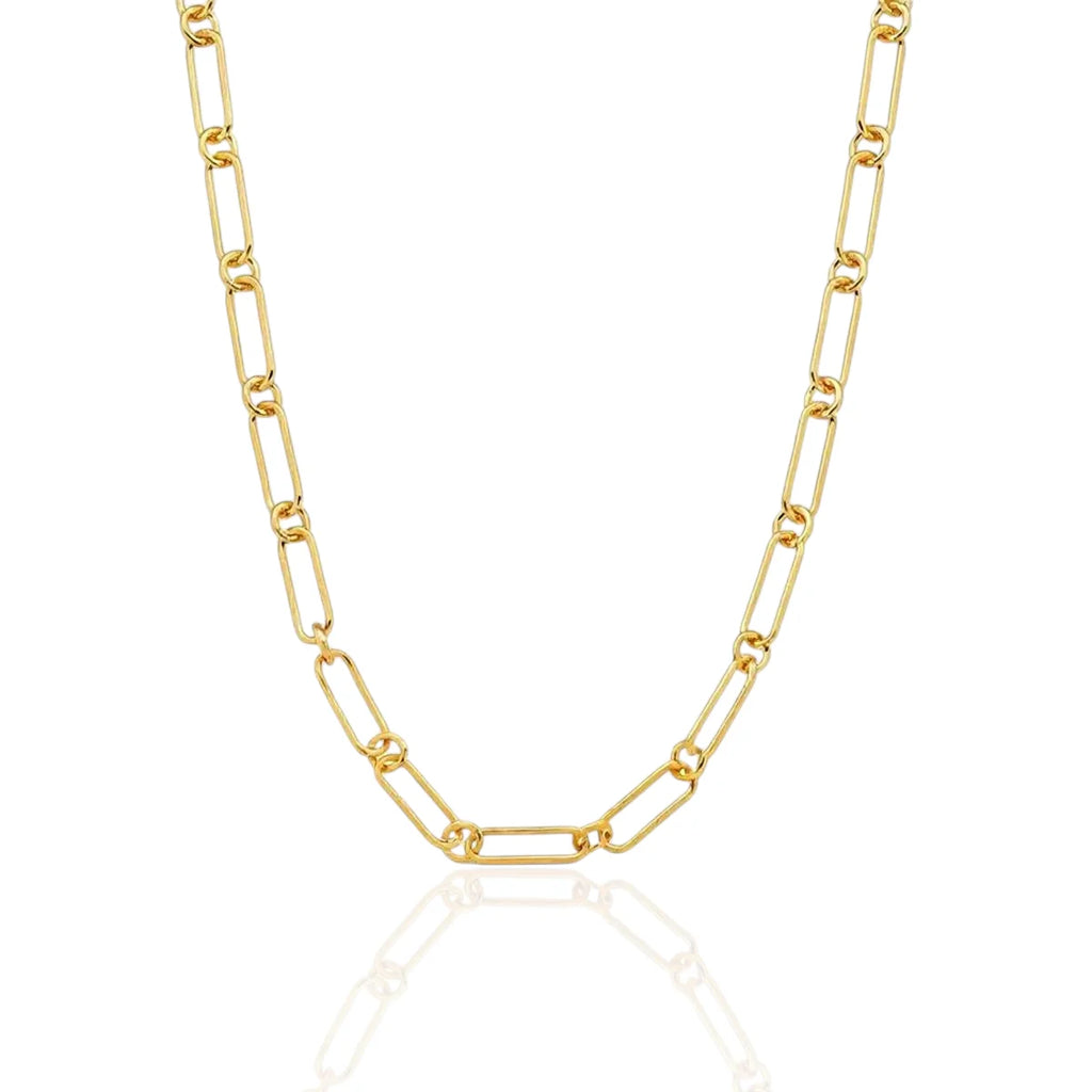 Colar Corrente com Elos Alongados Banhado a Ouro 18K