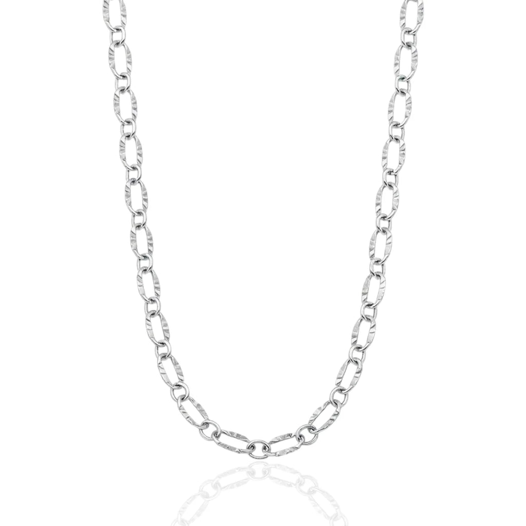 Colar Detalhado Elos Argolas Minimalista Delicado em Prata 925