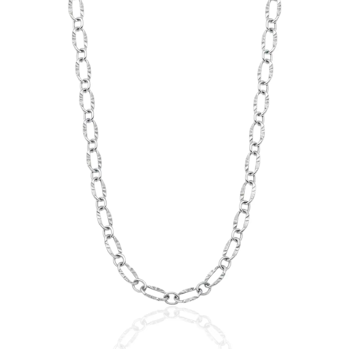 Colar Detalhado Elos Argolas Minimalista Delicado em Prata 925