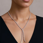 Colar Gravatinha Corrente Elos Riviera Zircônias em Prata 925