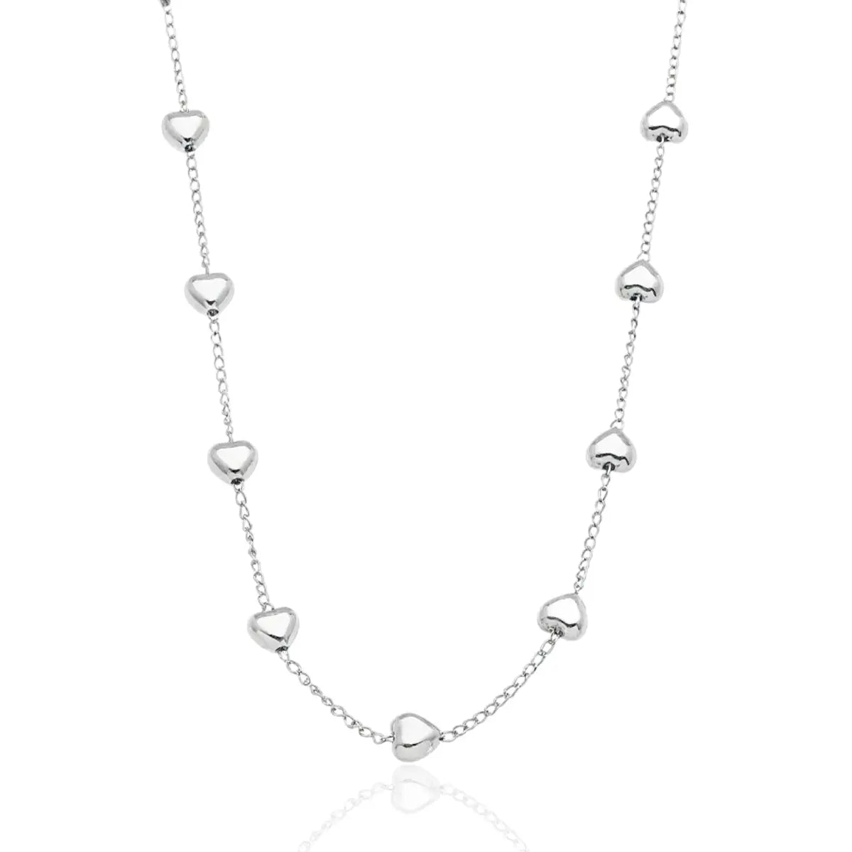 Colar Liso Mini Corações Infinitos Minimalista em Prata 925
