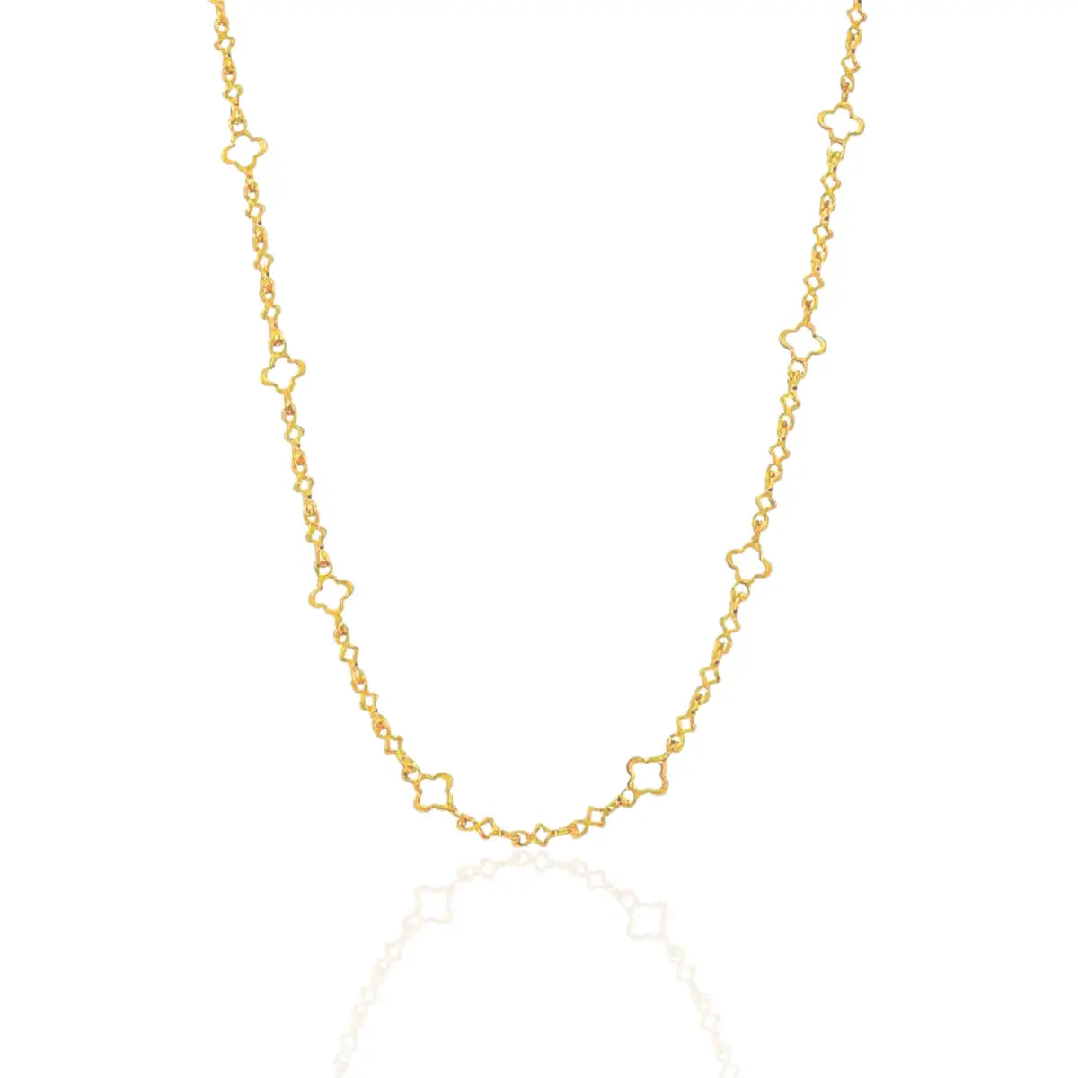 Colar Mini Trevos Quatro Folhas Pérola Banhado a Ouro 18K