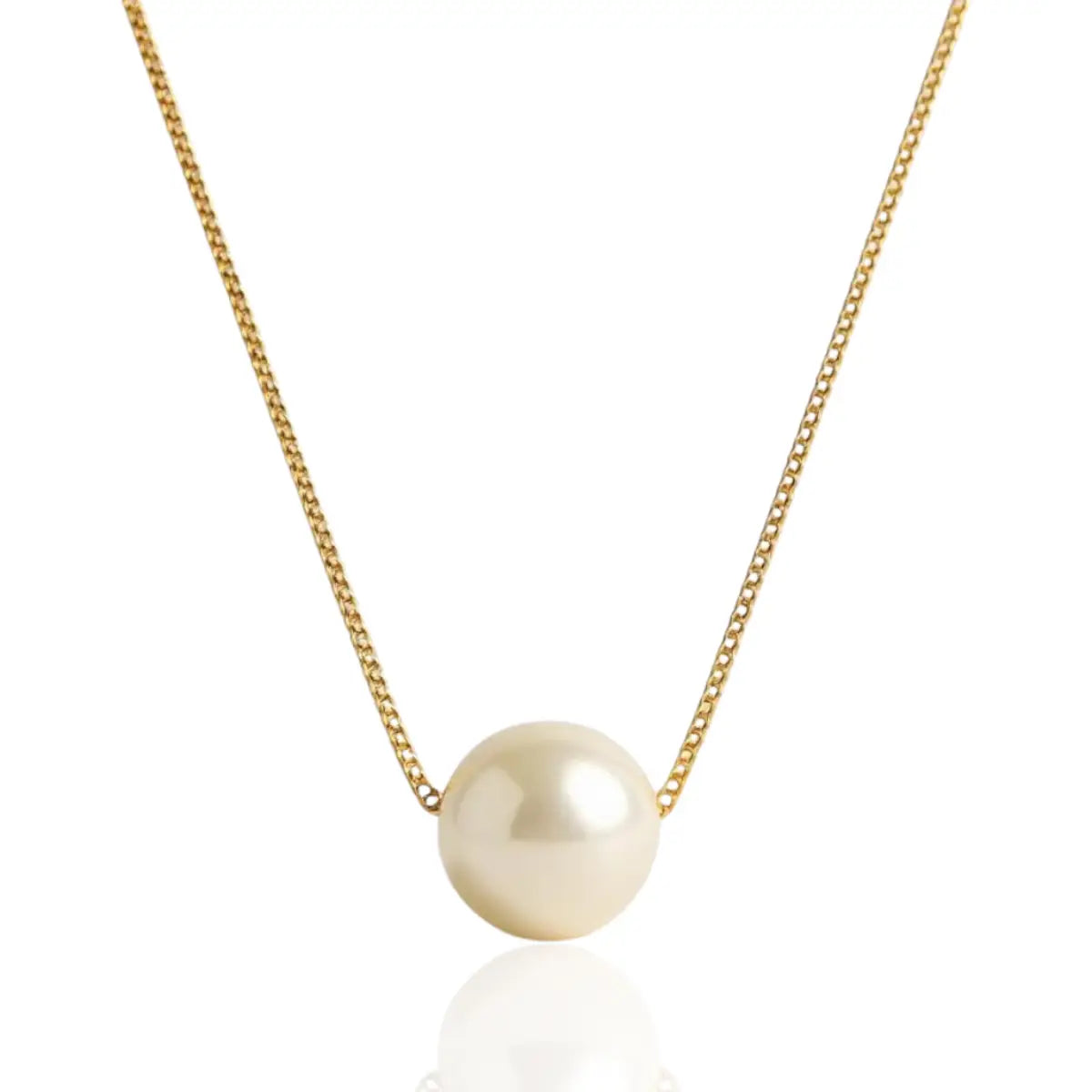 Colar Pérola Solitária Estilo Clássico Banhado a Ouro 18K