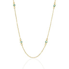 Colar Pontos Zircônias Azuis Pequenas Banhado a Ouro 18K