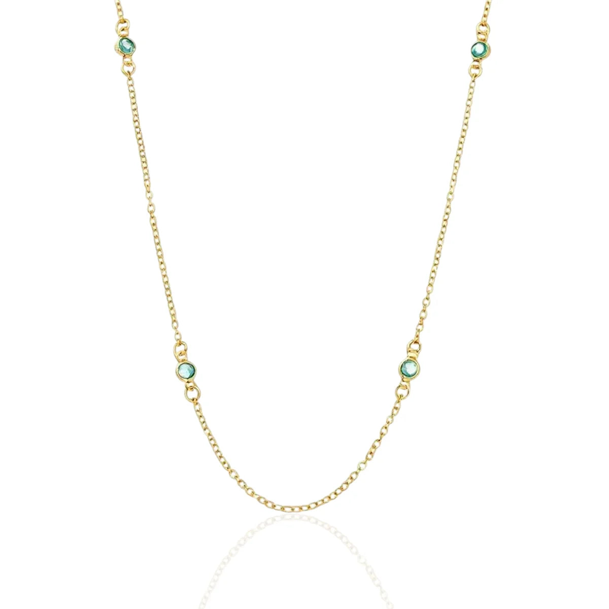 Colar Pontos Zircônias Azuis Pequenas Banhado a Ouro 18K