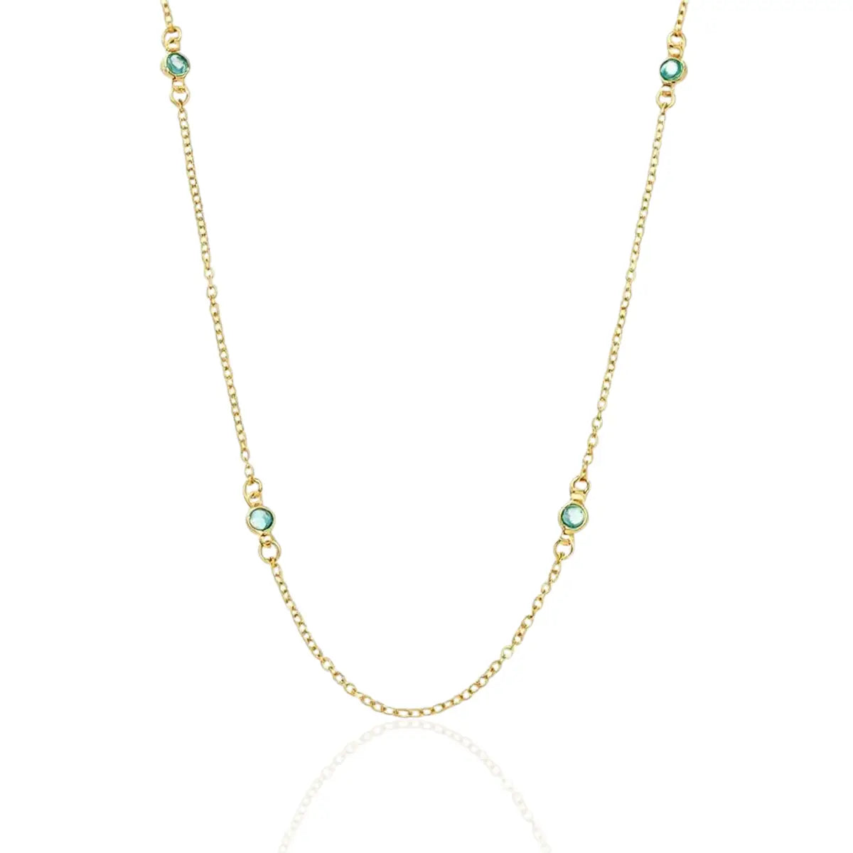 Colar Pontos Zircônias Azuis Pequenas Banhado a Ouro 18K