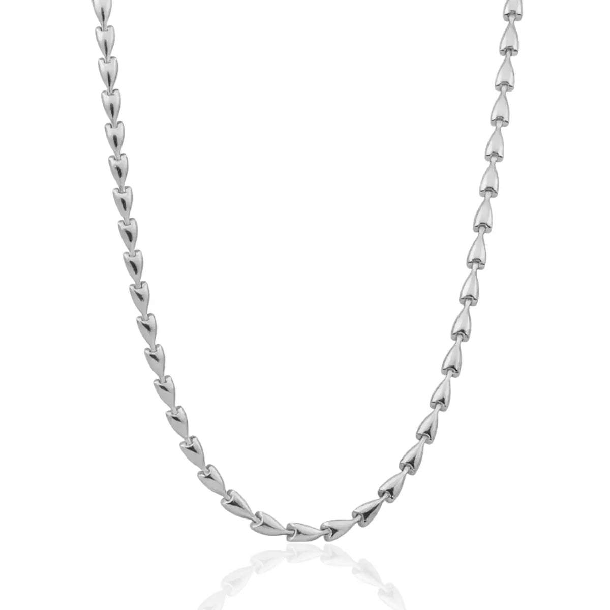 Colar Setas Alongadas Malha Côncava Compactos em Prata 925