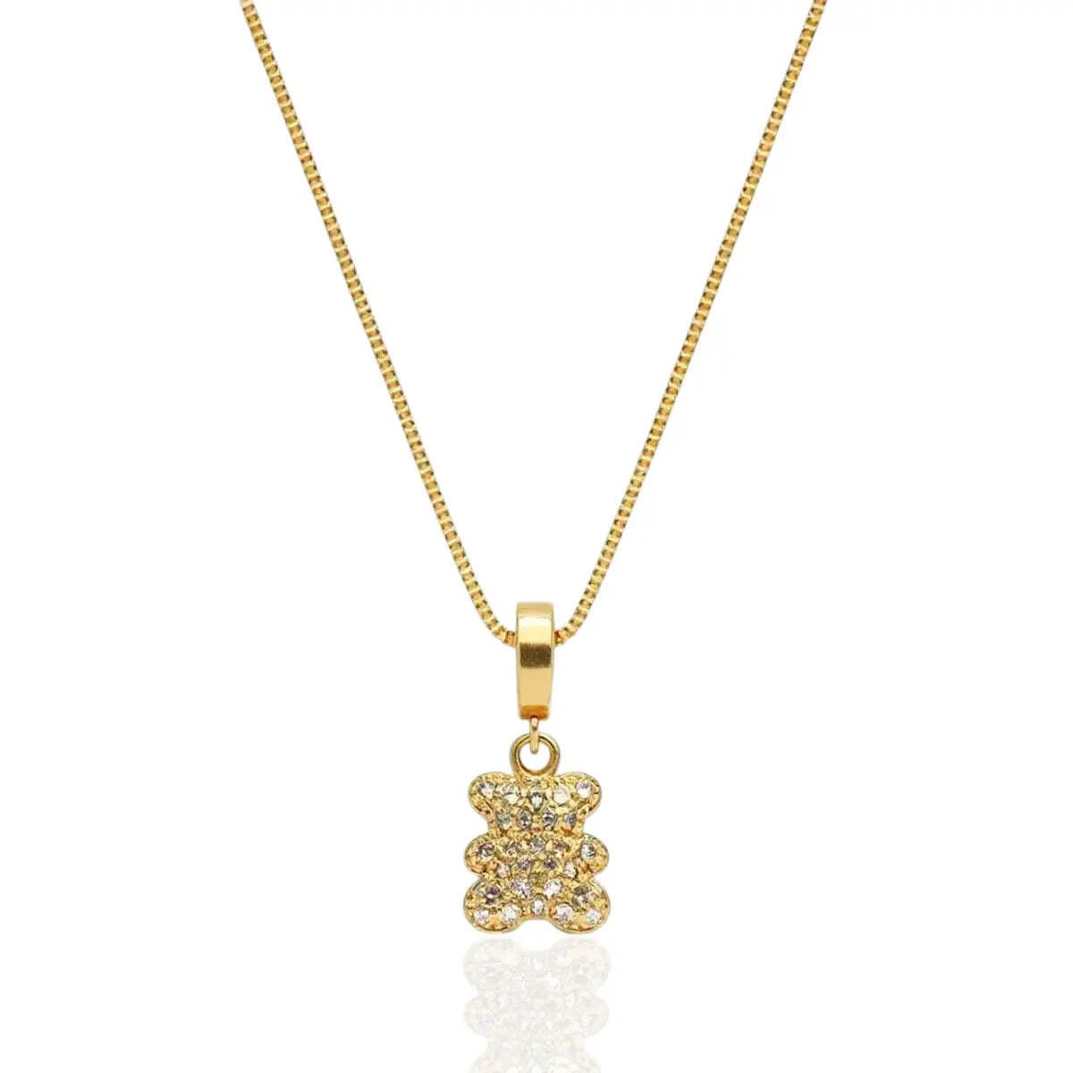 Colar Ursinho Cravejado Micro Zircônias Banhado a Ouro 18K