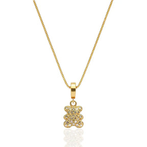 Colar Ursinho Cravejado Micro Zircônias Banhado a Ouro 18K