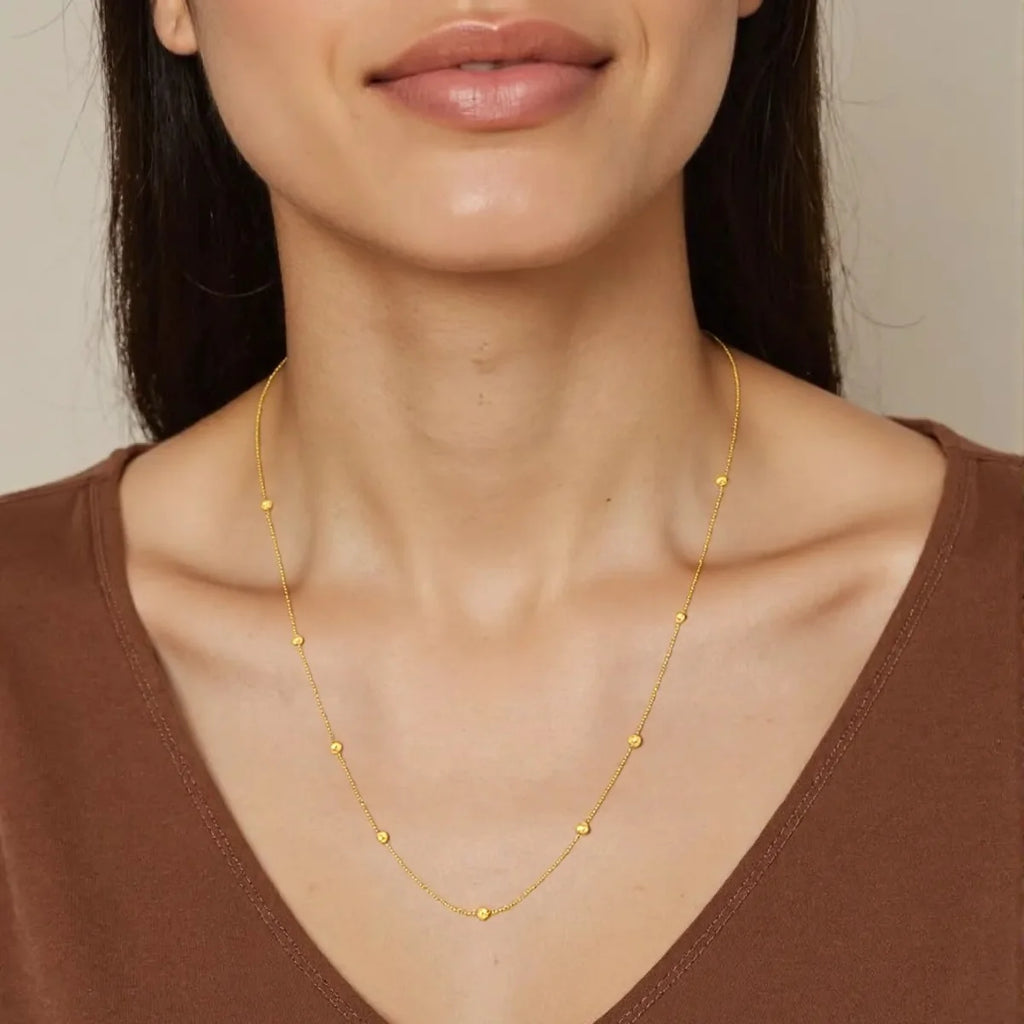 Colar Veneziana Bolinhas Moderno Banhado a Ouro 18K