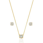 Conjunto Ponto de Luz Zircônia Cravejada Banhado a Ouro 18K