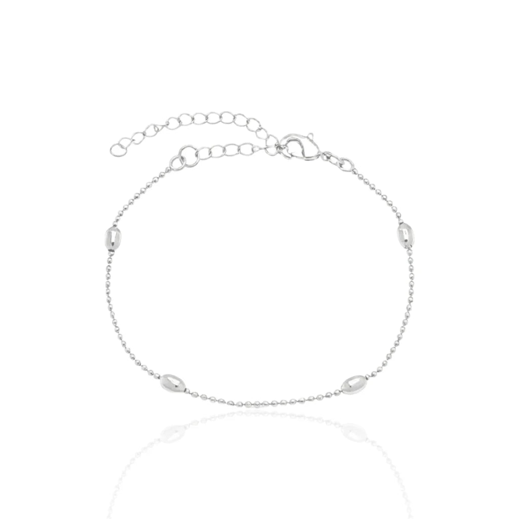 Pulseira Bolinhas e Elos Ovais Polidos em Prata 925