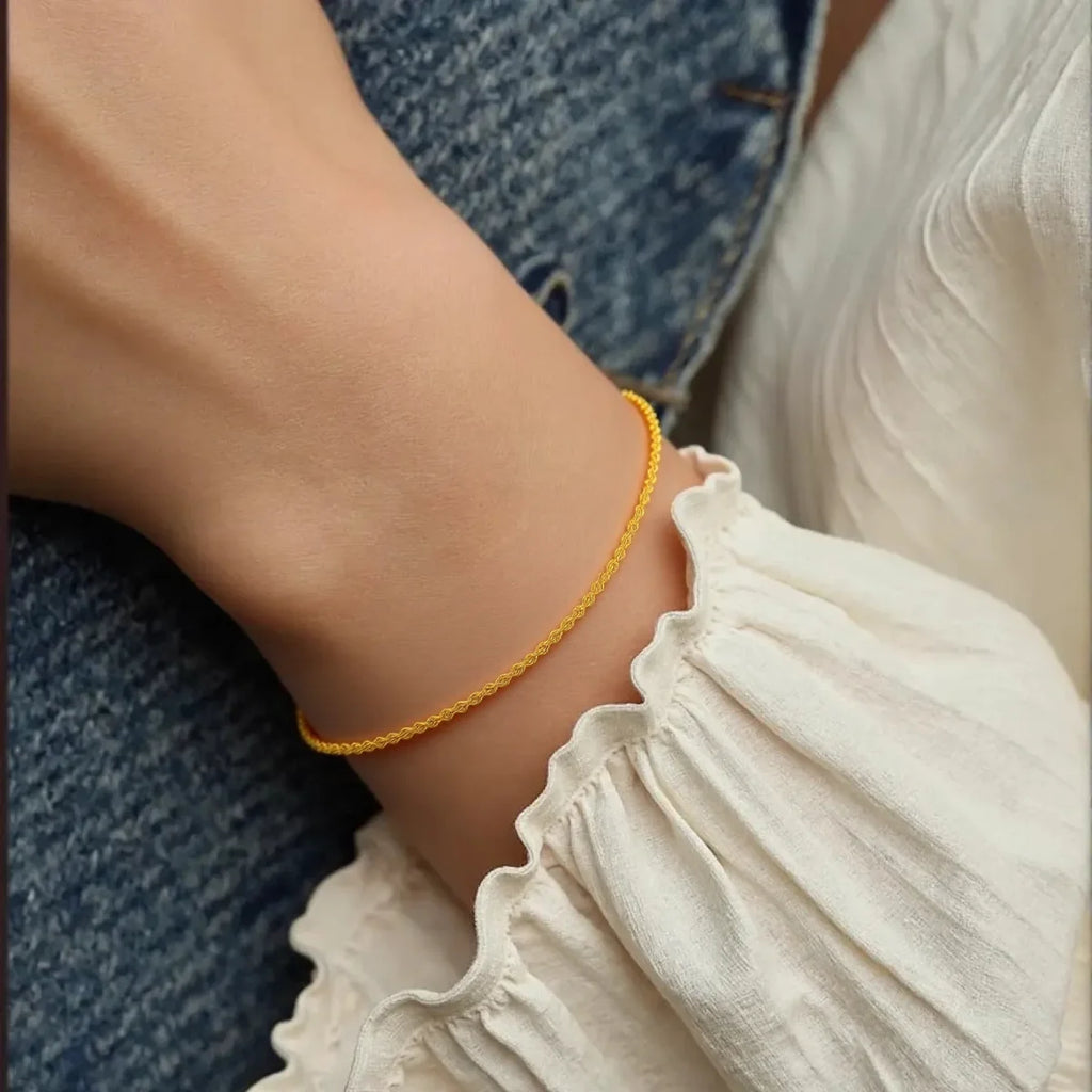 Pulseira Cordão Baiano Design Clássico Banhada a Ouro 18K