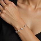 Pulseira Corrente Fina com Corações Polidos em Prata 925