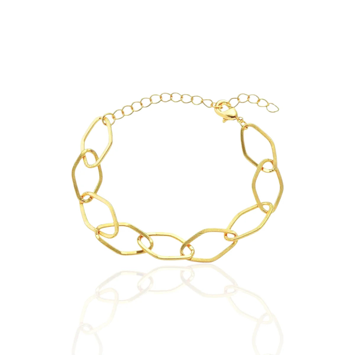 Pulseira Elos Geométricos Vazados Banhada a Ouro 18K