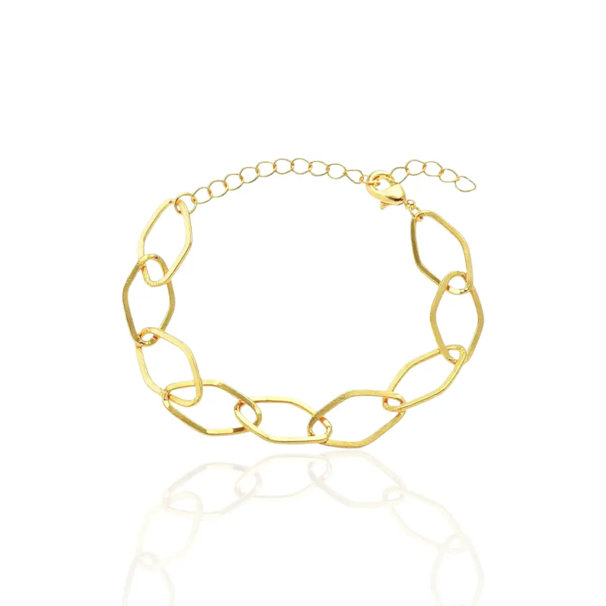 Pulseira Elos Geométricos Vazados Banhada a Ouro 18K